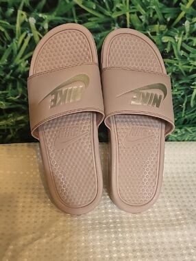 Nike Pink Slide Sandals with Subtle Beige Footbed
